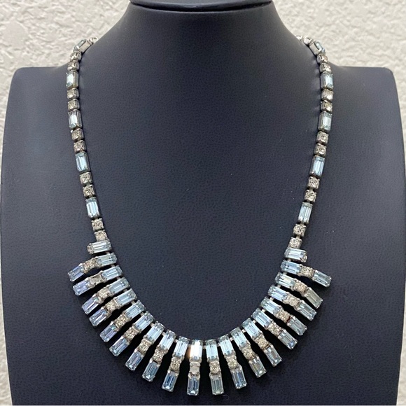 Vintage Unsigned Juliana? Purplish Blue Topaz Bib Statement Choker Necklace 35g - Picture 2 of 16